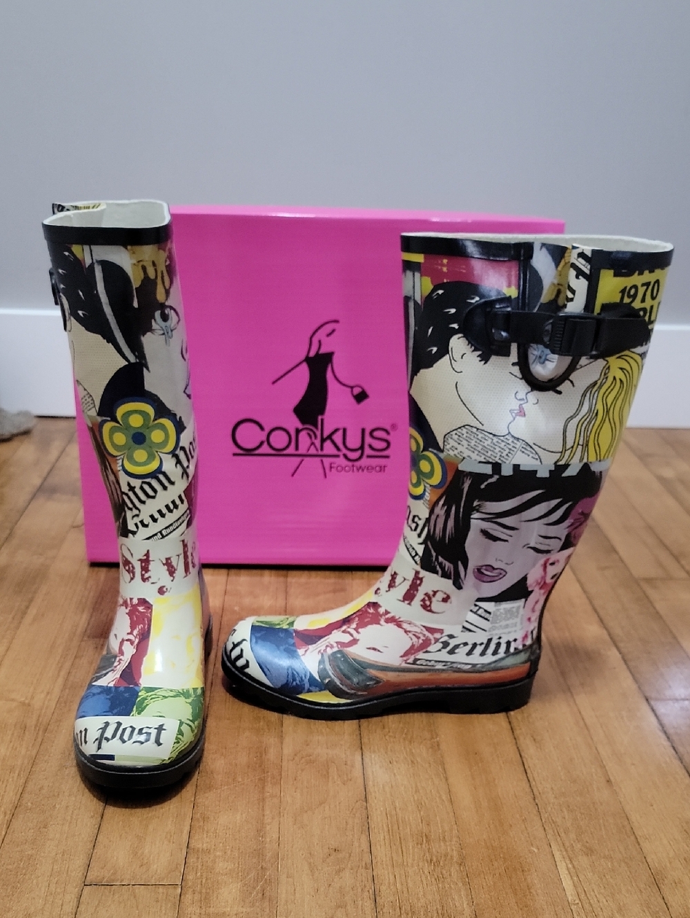 Corkys Multicolor Pop Art Graphic Rain Boots